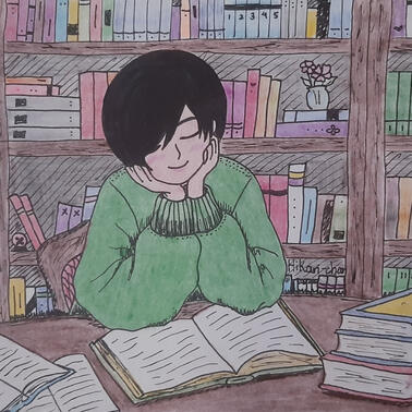 Drawing of Saito Soma in the library